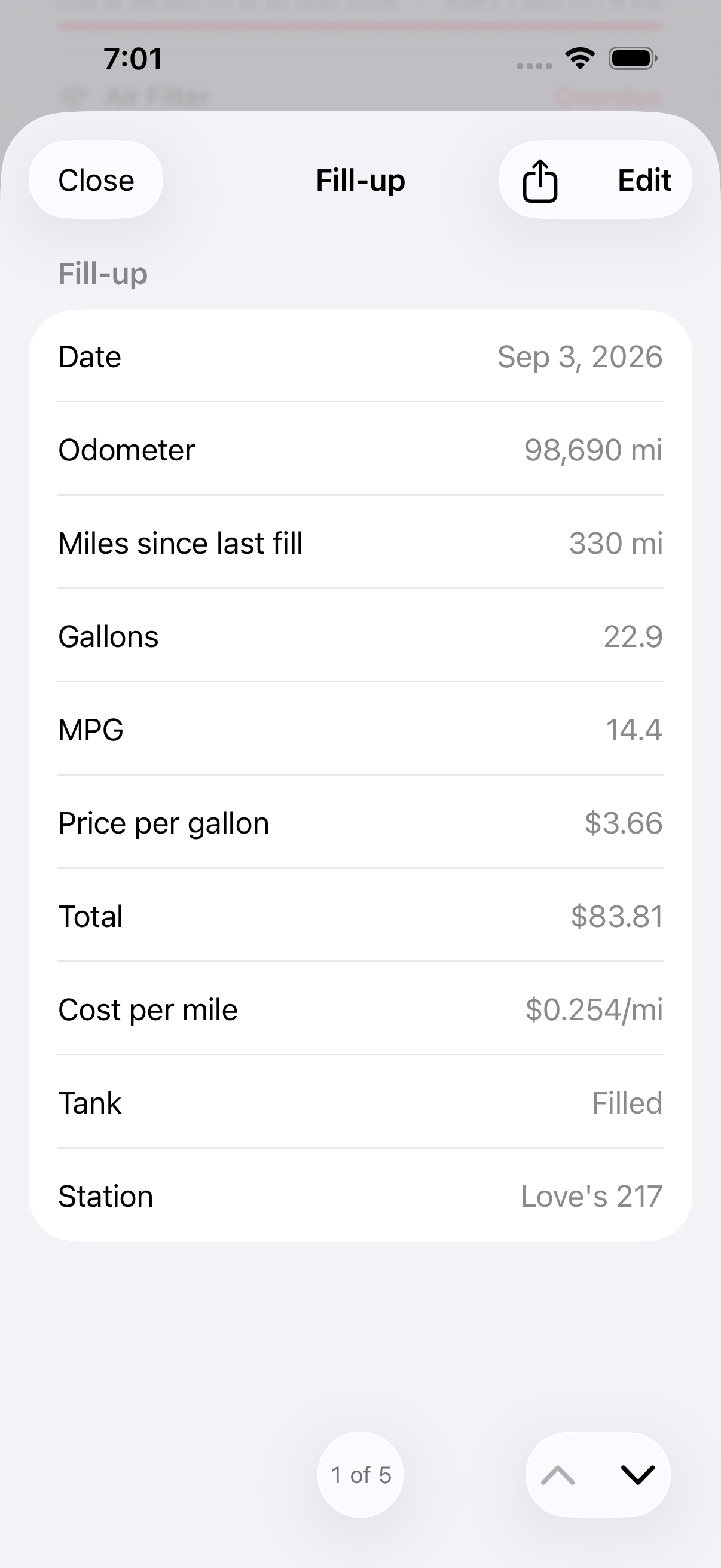 The fuel log